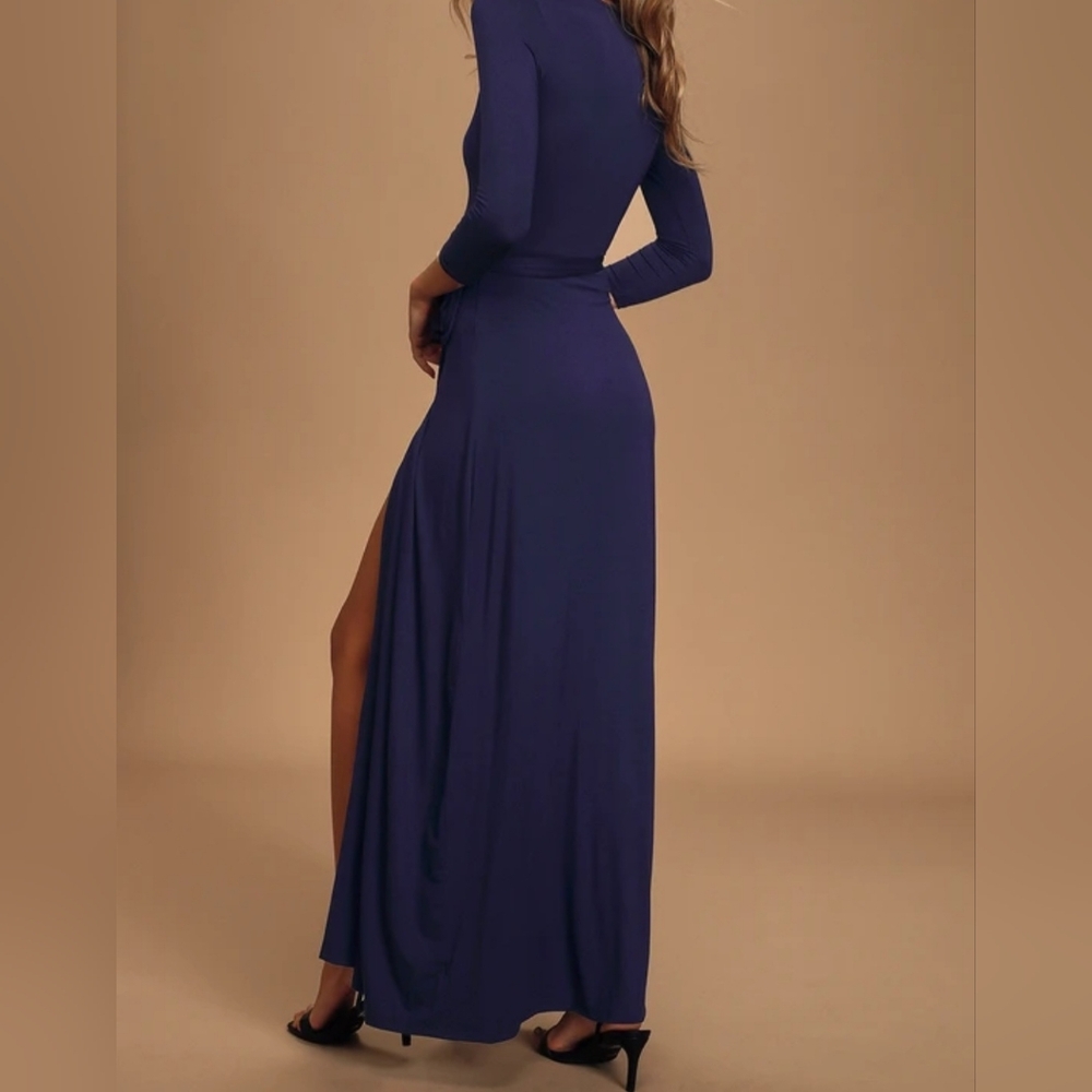 Lulu's Garden District Navy Blue Wrap Maxi Dress - Picture 2 of 3